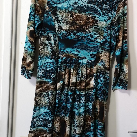 Red Coral Small size Sleeve Summer dress Multicolor blue Brown relax Dress up - Picture 5 of 9